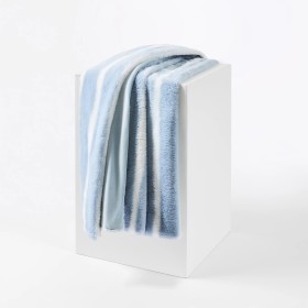 Stripe-Faux-Fur-Throw-Blue on sale