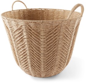 Round-Herringbone-Paper-Rope-Basket-Natural on sale