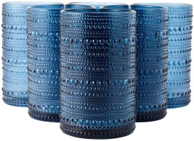 6+Blue+Pearls+Highball+Glasses
