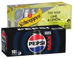 Pepsi-Solo-or-Schweppes-Infused-Natural-Mineral-Water-10x375mL-Selected-Varieties on sale