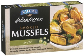 Safcol-Smoked-Mussels-85g-Selected-Varieties on sale