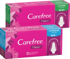 Carefree+Flexia+Regular+or+Super+Tampons+16+Pack%2A