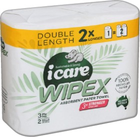 Icare+Wipex+Double+Length+Paper+Towel+3+Ply+2+Pack