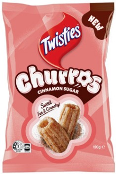 NEW-Twisties-Churros-Cinnamon-Sugar-120g on sale