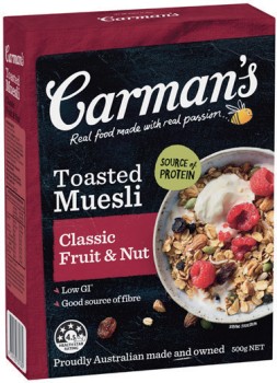 Carmans-Muesli-500g-Selected-Varieties on sale