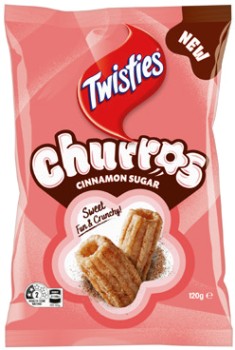NEW-Twisties-Churros-Cinnamon-Sugar-120g on sale