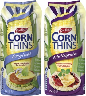 Real-Foods-Corn-Thins-125g-150g on sale