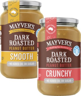 Mayvers-Dark-Roasted-Peanut-Butter-375g on sale