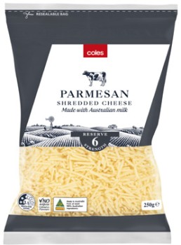 Coles-Parmesan-Cheese-Shredded-250g on sale