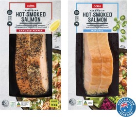 Coles-Tasmanian-Hot-Smoked-Salmon-Natural-or-Peppercorn-150g on sale