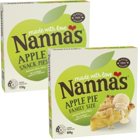 Nannas-Apple-Snack-Pies-4-Pack-450g-or-Family-Size-Apple-Pie-600g on sale
