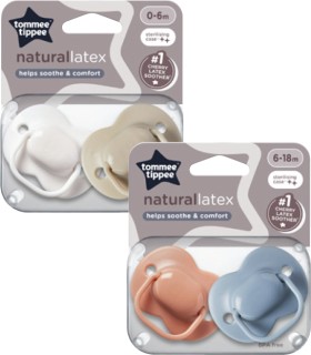 Tommee+Tippee+Natural+Cherry+Latex+Soothers+0-6+Months+or+6-18+Months+2+Pack
