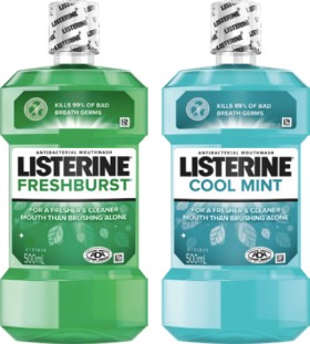 Listerine+Mouthwash+Fresher+%26amp%3B+Cleaner+500mL+Selected+Varieties