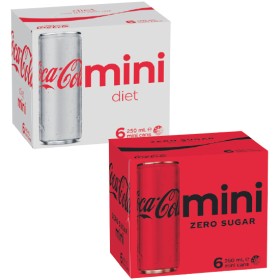 Coca-Cola-Classic-Zero-Sugar-or-Diet-Soft-Drink-Varieties-Pk-6-x-250ml on sale