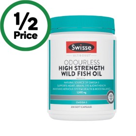 Swisse+Ultiboost+Odourless+High+Strength+Wild+Fish+Oil+Capsules+Pk+200%7E