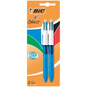 BiC+4+Colours+Grip+Pen+Medium+Pk+2