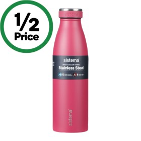 Sistema+Double+Walled+Stainless+Steel+Drink+Bottle+Assorted+500ml