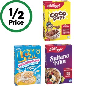Kelloggs-Coco-Pops-320g-Just-Right-460g-Sultana-Bran-420g-or-LCMs-Cereal-295g on sale