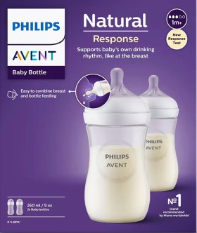 Avent+Natural+Response+Baby+Bottles+1+Month%2B+2+x+260ml