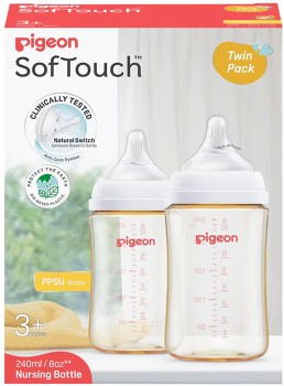 Pigeon-SofTouch-PPSU-Baby-Bottle-3-Months-2-x-240ml on sale