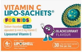 Lipo-Sachet+Kids+Vitamin+C+500mg+Blackcurrant+Liquid+Sachets+30+x+5g