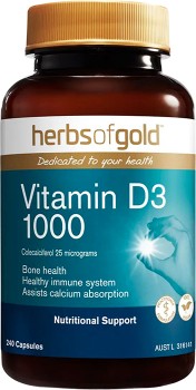 Herbs-of-Gold-Vitamin-D3-1000-240-Capsules on sale