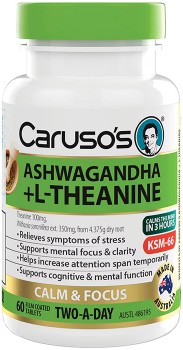 Carusos-Ashwagandha-L-Theanine-60-Tablets on sale