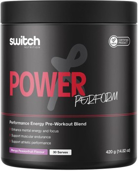 Switch+Nutrition+Power+Perform+Pre-Workout+Blend+Mango+Passionfruit+420g