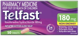 Telfast+Fast+Acting+Hayfever+Allergy+Relief+180mg+50+Tablets