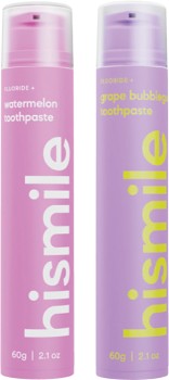 Hismile-Toothpaste-Grape-Bubblegum-or-Watermelon-60g on sale
