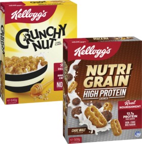 Kelloggs-Nutri-Grain-Choc-Malt-500g-or-Crunchy-Nut-Corn-Flakes-640g on sale