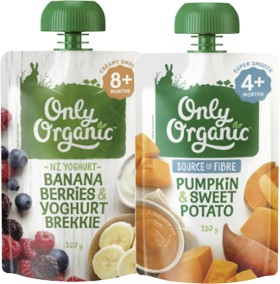 Only-Organic-4-Months-6-Months-or-8-Months-Baby-Food-Pouch-120g on sale