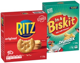 In+A+Biskit+Flavoured+Crackers+145%E2%80%91160g+or+Ritz+Crackers+155%E2%80%91250g+Selected+Varieties