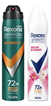 Rexona+Advanced+Protection+Antiperspirant+Spray+220mL+Selected+Varieties
