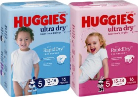 Huggies-Ultra-Dry-or-SkinProtect-Nappies-1428-Pack-Selected-Varieties on sale