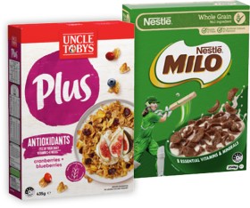 Uncle-Tobys-Plus-Cereal-410435g-or-Nestl-Milo-Cereal-330350g-Selected-Varieties on sale