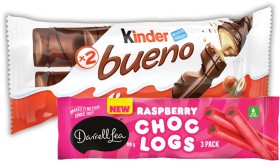 Kinder-Bueno-3943g-or-Darrell-Lea-Choc-Logs-3-Pack-Selected-Varieties on sale