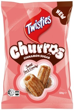 NEW-Twisties-Churros-Cinnamon-Sugar-120g on sale