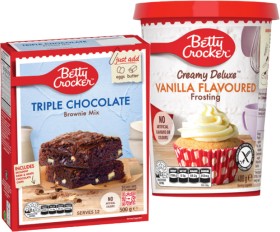 Betty+Crocker+Baking+Mix+320%E2%80%91500g+or+Creamy+Deluxe+Frosting+400g+Selected+Varieties