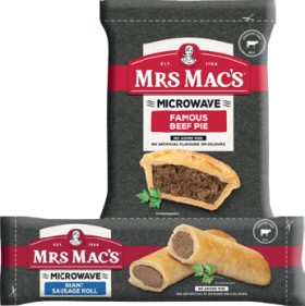 Mrs-Macs-Microwave-Beef-Pie-Giant-Sausage-Roll-175g-or-Pastie-165g-Selected-Varieties on sale