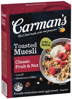 Carmans-Muesli-500g-Selected-Varieties on sale