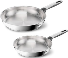 Tefal+Emotion%2B+Stainless+Steel+Uncoated+Twin+Frypan+Pack+24cm+and+28cm