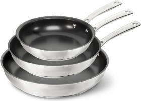 The-Cooks-Collective-3pc-ONE-Non-Stick-Stainless-Steel-Frypan-Set-20-24-and-28cm on sale