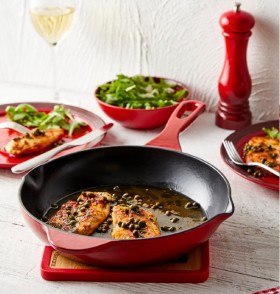 The-Cook-Shop-Baccarat-Le-Connoisseur-Cast-Iron-Frypan-26cm-Red on sale