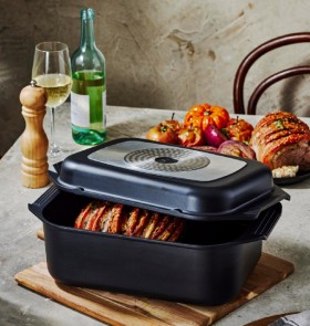 The-Cook-Shop-Bessemer-Non-Stick-Roaster-Grill-34cm-Black on sale