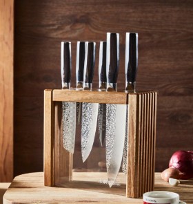 The-Custom-Chef-Baccarat-Damashiro-EMPEROR-MAKOTO-7-Piece-Knife-Block on sale