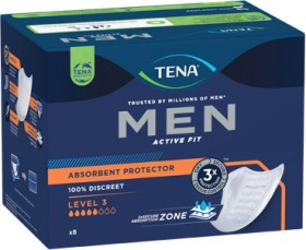 Tena-Men-Active-Fit-Absorbent-Protector-Level-3-8-Pack on sale