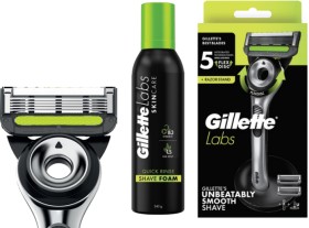 Gillete-Labs-Exfoliating-Bar-Handle-2-Blade-Refills-or-Quick-Rinse-Shave-Foam-240mL on sale