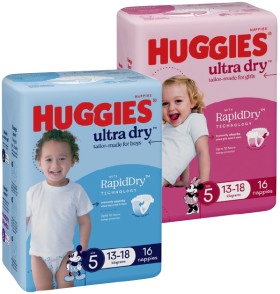 Huggies-Ultra-Dry-or-SkinProtect-Nappies-1428-Pack-Selected-Varieties on sale