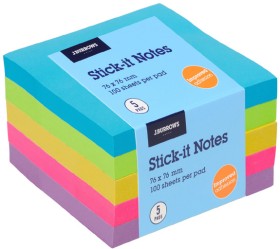 J.Burrows+Stick-It+Notes+76+x+76mm+Assorted+Ultra+5+Pack